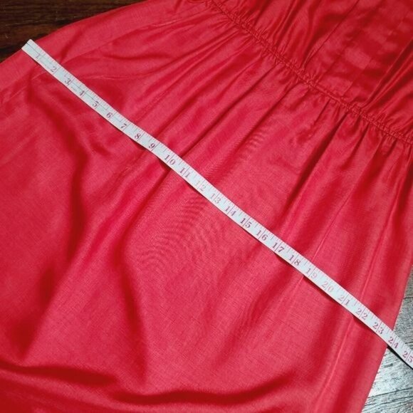 Vintage 80s Long Sleeve Cherry Red Classic Preppy Shirt Dress - Picture 13 of 17